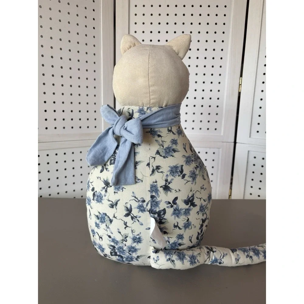 Our America Blue Floral Cat Door Jammer‎ 'Door-ables Door Stop Plush Weighted